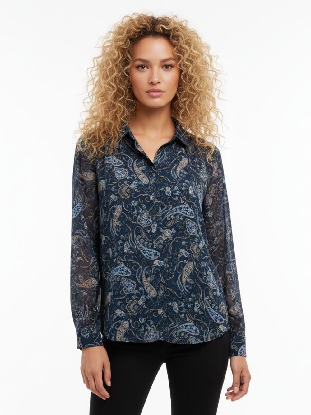 H&M Navy Paisley Button-Down Women's Shirt never worn